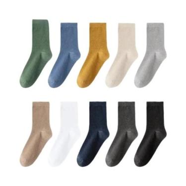 Imagem de Meias De Algodão Respiráveis Para Homens, Pacote Com 5/10 Pares, Meias