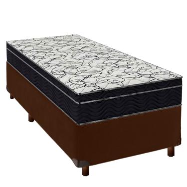 Imagem de Cama Box Marrom + Colchão Solteiro Airtech 150 Ortobom
