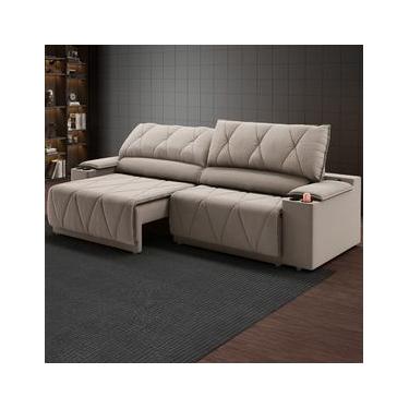 Imagem de Sofá 3 Lugares DDS Glamour Retrátil/Reclinável com 230 cm de Largura e Revestido em Veludo Suede