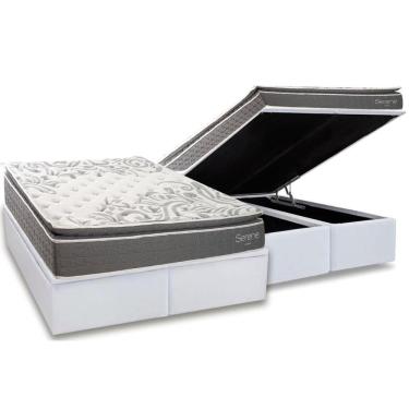 Imagem de Cama Box Baú King + Colchão Molas Kappesberg Ensacadas Serene + Base Crc Courano White