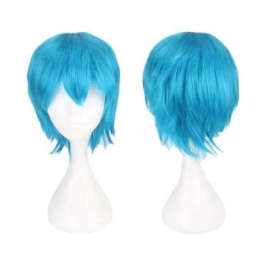 Imagem de Peruca Sintética Curta Resistente Ao Calor Vermelha Laranja Anime Myst