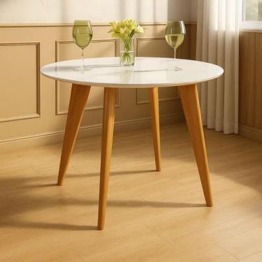 Imagem de Mesa De Jantar Redonda Slim Off White Vidro 90 cm Casa Uai