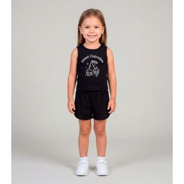 Imagem de Conjunto Infantil Feminino Regata e Short Select Preto, 6, Preto
