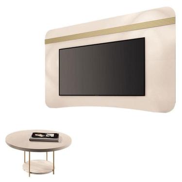 Imagem de Painel Suspenso Armony Off White Champanhe Com Mesa De Centro Sky Off White - Hb Móveis