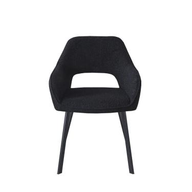 Imagem de Cadeira Oslo Preta Estofada Com Braço Moderna Aço Waw Design