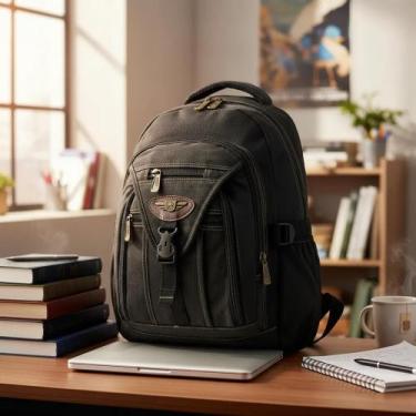 Imagem de Mochila Reforçada Lona Escolar Durável Notebook - Sami, Preto