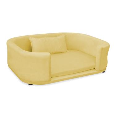 Imagem de Caminha Pet Lola Estofada Sofá Com Almofada Cachorro Gato Pequeno Porte Amarelo