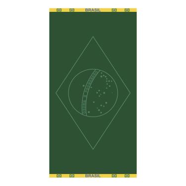 Imagem de Toalha de Praia Jacquard Veludo Bandeira do Brasil 100% Algodão 70cmx140m 1 Peça Verde Buettner