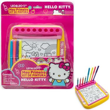 Imagem de Kit de Pintura Infantil Leo & Leo Meu Primeiro Hello Kitty com Livro de Rolo 3m 4 Lápis de Cor 4 Hidrocores 2 Cartelas