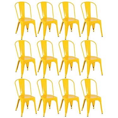 Imagem de Loft7, Kit 12x Cadeiras Iron Tolix Design Industrial em Aço Carbono, Sala de Jantar, Cozinha, Bar, Restaurante e Varanda Gourmet - Amarelo