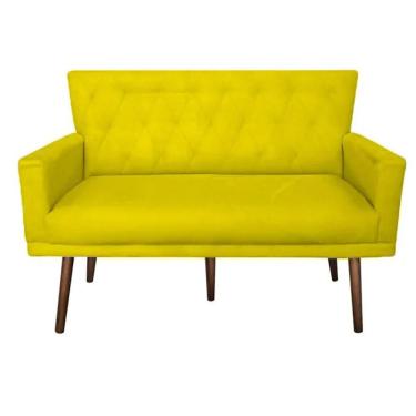 Imagem de Namoradeira Decorativa Julieta 1,20 M Pés Madeira Suede Amarelo