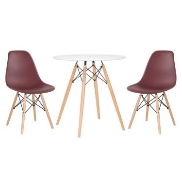 Imagem de KIT - Mesa redonda Eames 70 cm branco + 2 cadeiras Eiffel DSW