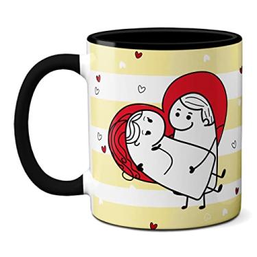 Imagem de Caneca Flork Meme Namorados Apaixonados Coração Eu Amo Você (Preta)