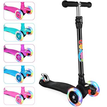 Imagem de Beleev T1 Patinete para Crianças Scooter de 3 Rodas para Crianças Pequenas, Meninas e Meninos, 4 Altura Ajustável, Inclinação para Dirigir, Deck Extralargo, Scooter com Leve Rodas(Preto)