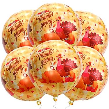 Imagem de Kit de guirlanda de balão grande de Ação de Graças de 55 cm - Pacote com 6 balões de Mylar para decoração de Ação de Graças para casa | Balões de outono para decorações de festa de Ação de Graças | Balões de Mylar de Ação de Graças | Balões de Mylar de Ação de Graças