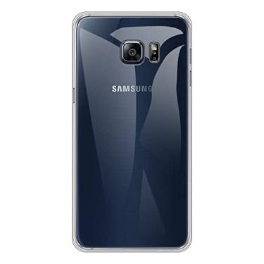 Imagem de Capa para Samsung Galaxy S6 Edge Plus, capa traseira de TPU macio à prova de choque de silicone anti-impressões digitais capa protetora de corpo inteiro para Samsung Galaxy S6 Edge+ (5,70 polegadas) (transparente)