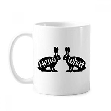 Imagem de Caneca natural de cerâmica com contorno de animais Black Coelhos de mesa