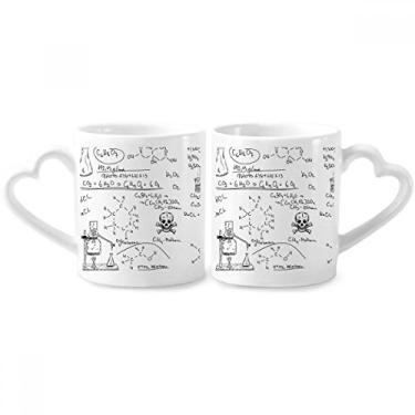 Imagem de Conjunto de canecas de porcelana para casal, experimento, química, orgânica, com alça de coração