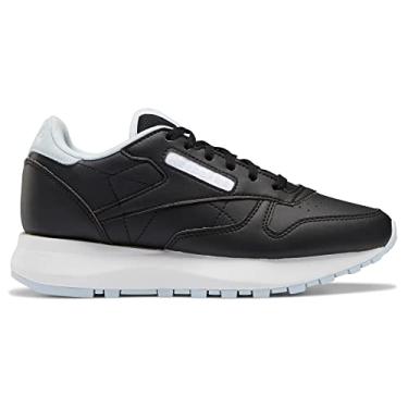 Imagem de Reebok Classic Leather Sneaker, Black/Glass Blue/White, 4.5 US Unisex Big Kid