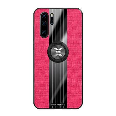 Imagem de Capa flip compatível com capa Huawei P30 Pro, com capa de suporte magnético 360°, capa multifuncional textura de pano à prova de choque TPU protetor resistente capa traseira do telefone (Cor: Rojo)