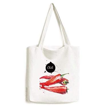 Imagem de Chili Vegetable Tasty Healthy Watercolor Tote Canvas Bag Shopping Satchel Casual Bolsa