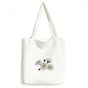 Imagem de Bolsa de lona de crisântemo branco, bolsa de compras, bolsa casual