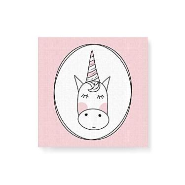 Imagem de Arte Maníacos Quadro Decorativo em Tela Canvas Unicórnio Linhas Fundo Rosa - 50x50cm