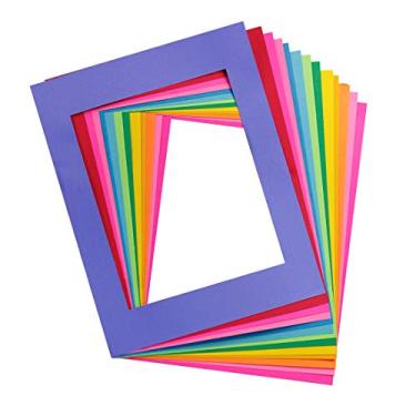 Imagem de Hygloss Products Moldura de papel cartolina Bright Specialty Frames - Grande - 28 x 35 cm - Tamanho central de 20 x 25 cm - pacote com 4 cores, grande (28 x 35,5 cm), 12 cores sortidas, 48 unidades