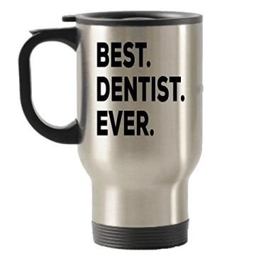 Imagem de Caneca de viagem de dentista – Melhor dentista já viagem isolado copos – Mordaça divertida para presente de aposentadoria ou aposentadoria – 1 – Presentes de dentista para mulheres e crianças – Conjunto de formatura para sacos de presente – temáticas
