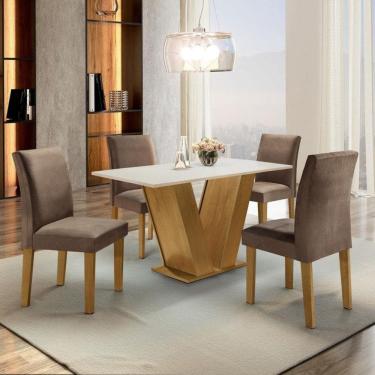 Imagem de Conjunto Sala de Jantar Mesa 120cm 4 Cadeiras Espanha Cel Móveis