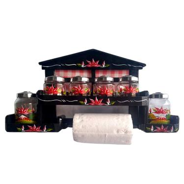 Imagem de Porta tempero condimento de parede com espaço para papel toalha