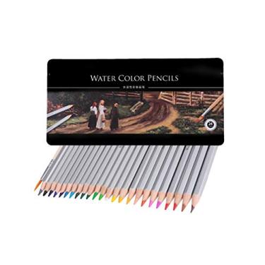 Imagem de newrong Giz de cera de madeira multicolorida colorida para adultos e crianças para artistas Cores exclusivas Lápis de cor 24 latas de lata de lata de lata