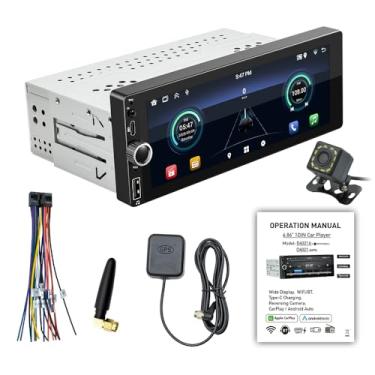 Imagem de CIADAZ Android 13 Car Stereo Single-Din Navegação GPS com tela sensível ao toque de 6,86 polegadas Carplay Android Auto Support Conexão WiFi/BT RDS Rádio Espelho Link do telefone Imagem reversa Cont
