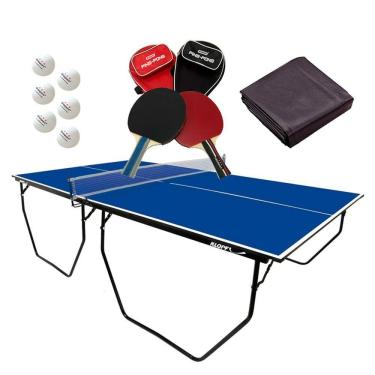 Imagem de MESA PING PONG MDF 15mm 1009 KLOPF + Kits Raquete, Bolinhas c/ Estojos + Capa Mesa Aberta