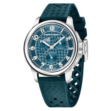 Imagem de Relógio masculino Pagani Design analógico de quartzo, multifunções, com pulseira de silicone, movimento japonês VH88, vidro safira, impermeável, data semana, Azul, Quartzo