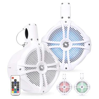 Imagem de BELVA BWT8LED Par de alto-falantes de torre Wakeboard de 600 W de 20,32 cm com luzes e controle remoto multiLED