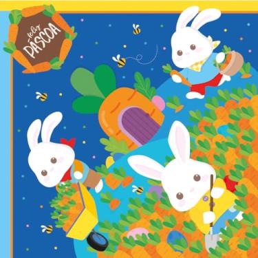 Imagem de Embalagem para Ovo de Páscoa, 32 X 32 cm, Horta Feliz Azul, Embalagem com 25 Unidades, Cromus