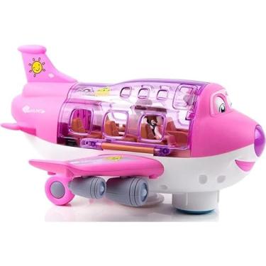 Imagem de Power Toys TECH - Avião Musical Giratório de Brinquedo com Recuo Automático (Rosa)