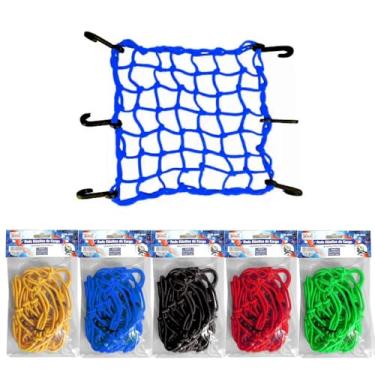 Imagem de Rede Elástica Aranha P/Moto Bike Baú Bagageiro Carga 40 X 40 cm Cores Diversas