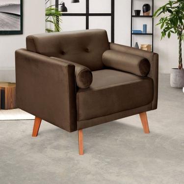 Imagem de Poltrona Moderna Decoração Sala, Varanda, Recepção Luma Marrom