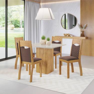 Imagem de Mesa  de Jantar Quadrada Dumond Com 4 Cadeiras Pietra Cobre/Blonde/Bombom - Casa Giulia