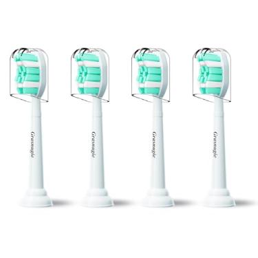 Imagem de Grasnugie Cabeças de substituição para escova de dentes elétrica Philips Sonicare Alça de encaixe: Cerdas de suavidade média, refil de 4 cabeças de escova, branco