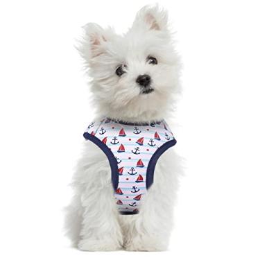 Imagem de Mile High Life Peitoral Step in Dog para cães pequenos, sem puxar, fácil de colocar no ar, de malha, fecho fácil ajustável no pescoço e no peito (branco, PP peito 29 a 41 cm)