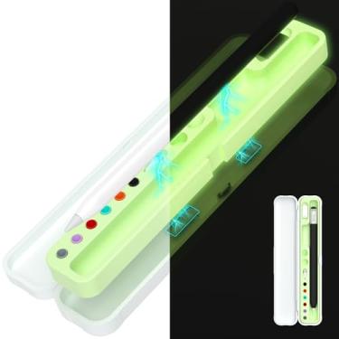 Imagem de AZF Capa magnética rígida de policarbonato e silicone para Apple Pencil (Pro/2ª geração/1ª geração) e Samsung Galaxy S-Pen Series Capa de transporte de proteção (verde luminoso)