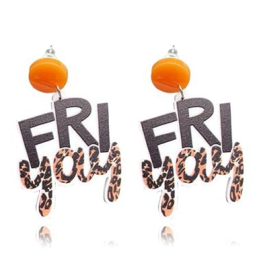 Imagem de MALOYANVE Brincos Fri Yay Letters Engraçado Bonito Acrílico Flamingo Batom Arco-íris Batatas Fritas Francesas Brincos Pendentes Leves para Mulheres Meninas Joias Presentes de Apreciação de
