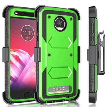 Imagem de Tekcoo Capa com clipe de coldre para Moto Z2 Force/Motorola Moto Z2 Play, [Tshell] Absorção de choque [tela embutida] Cinto de bloqueio giratório seguro com suporte de corpo inteiro, capa resistente -