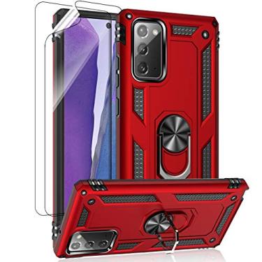 Imagem de Capa para Samsung Galaxy Note 20, capa Note20 5G com protetores de tela HD, suporte de anel de metal de nível militar com suporte de 4,5 m, capa à prova de choque testada contra quedas para Samsung