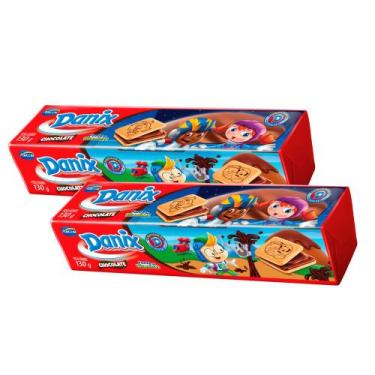 Imagem de Kit 2 Biscoito Recheado Danix Smurfs Sabor Chocolate 130g