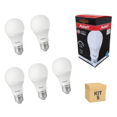 Imagem de Lâmpada De Led 9w Kit 5un Bulbo Comercio Casa Bivolt 6500k - Avant