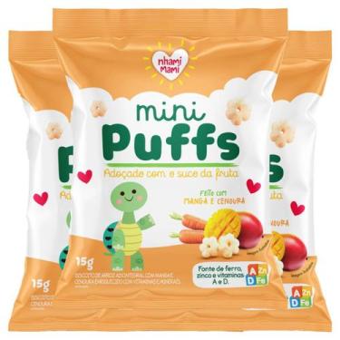 Imagem de Biscoito de Arroz Mini Puffs Manga e Cenoura Zero Glúten, Integral Nha